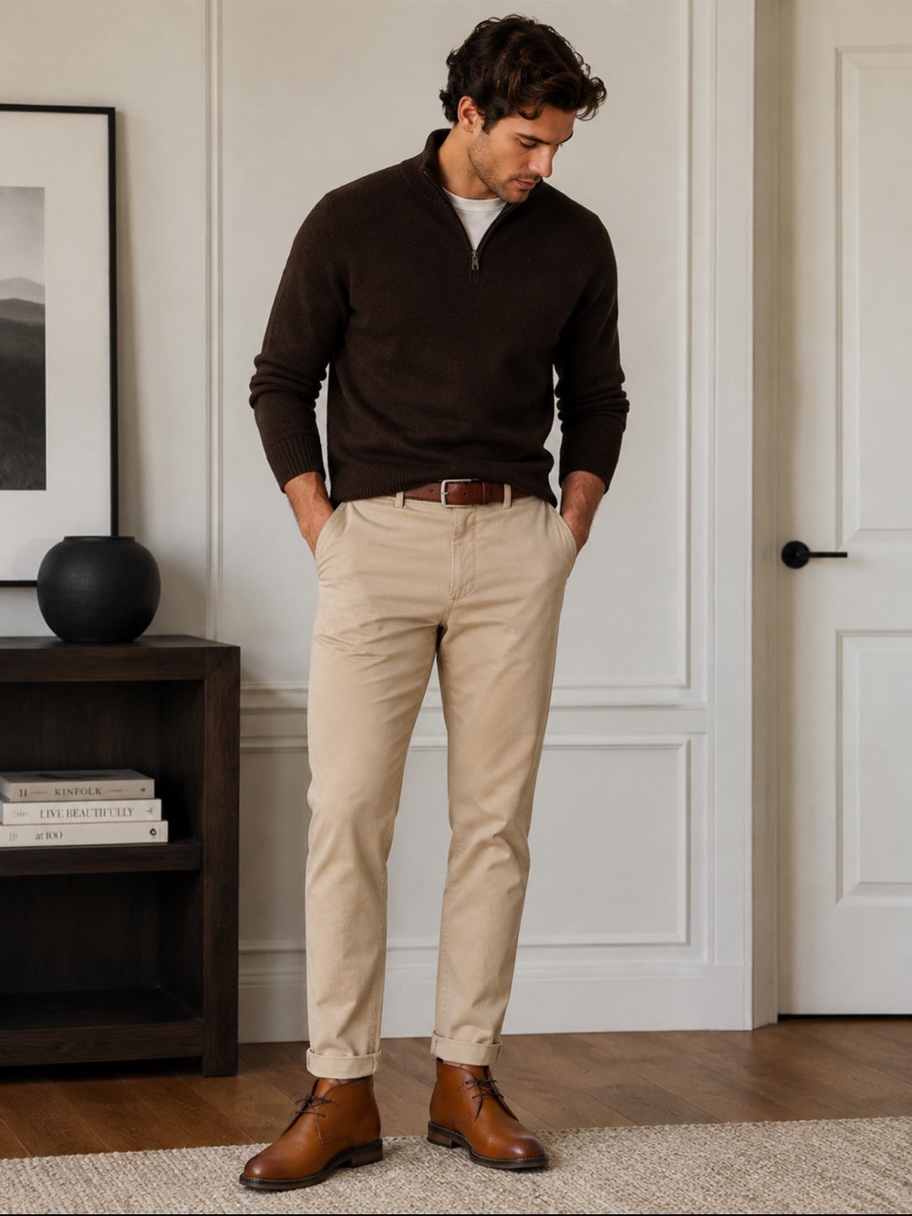 Call It Spring Men's Tan Brown Leather Chukka Boots